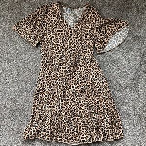 Faux wrap leopard dress